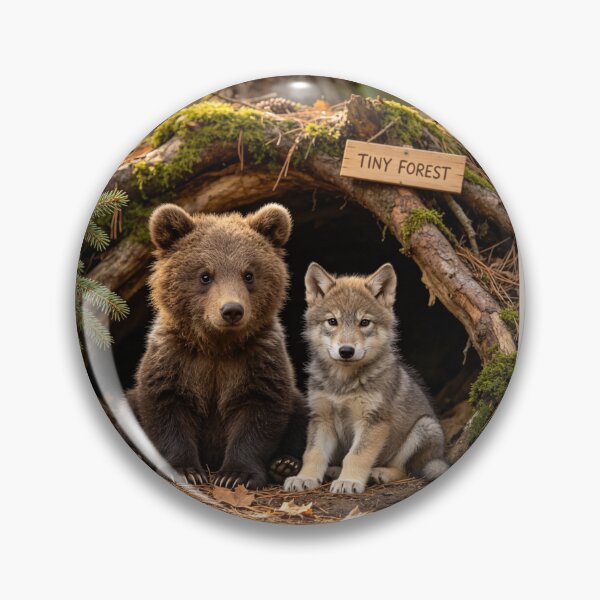 Item preview, Tiny Forest Bear Cub Wolf Pup Wildlife Friends designed and sold by BagFactoryUK.