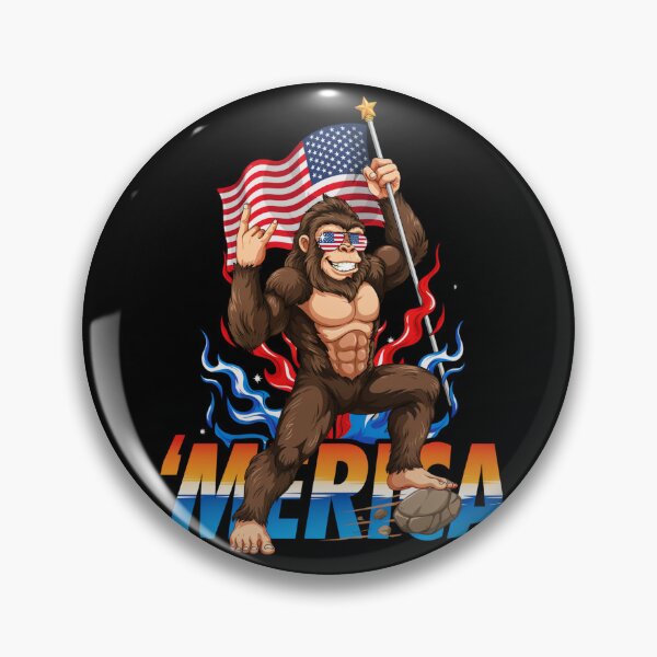 Item preview, 'Merica Bigfoot Muscular Rock On Design v1 designed and sold by DarylWelsh2024.