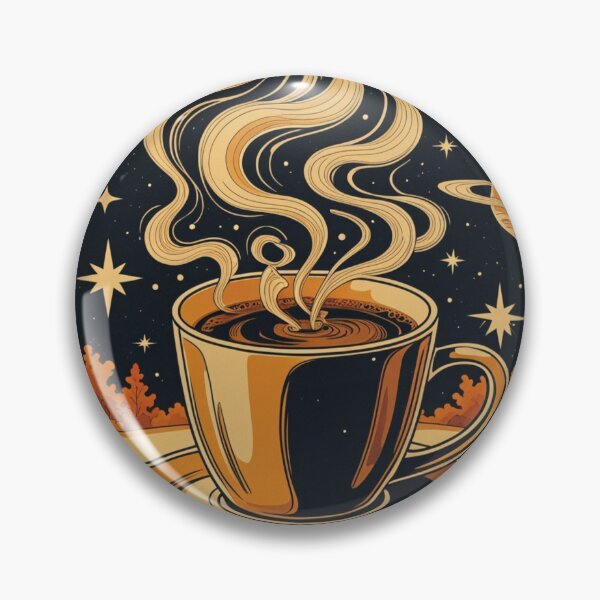 Item preview, Coffee and Stars - Retro Celestial Coffee Cup Print designed and sold by NeuralAuraArts.