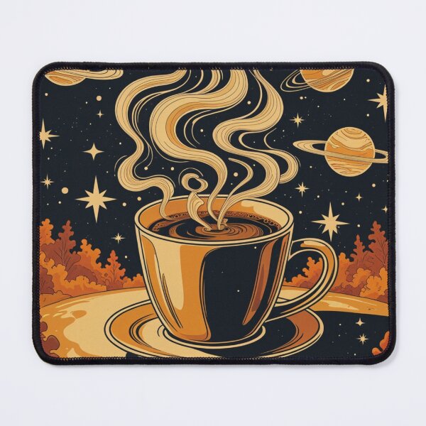 Item preview, Coffee and Stars - Retro Celestial Coffee Cup Print designed and sold by NeuralAuraArts.