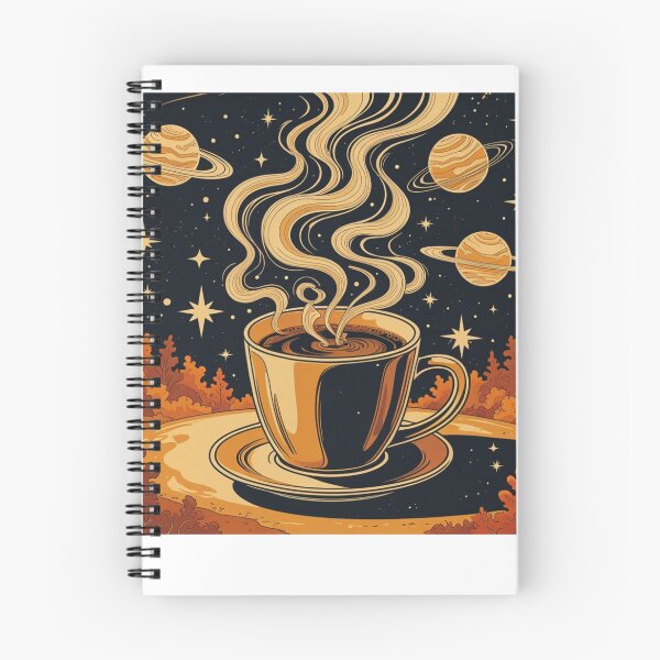 Item preview, Coffee and Stars - Retro Celestial Coffee Cup Print designed and sold by NeuralAuraArts.