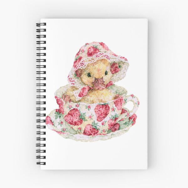 Item preview, Cute Strawberry Duckling in Vintage Teacup designed and sold by bubulaladesigns.