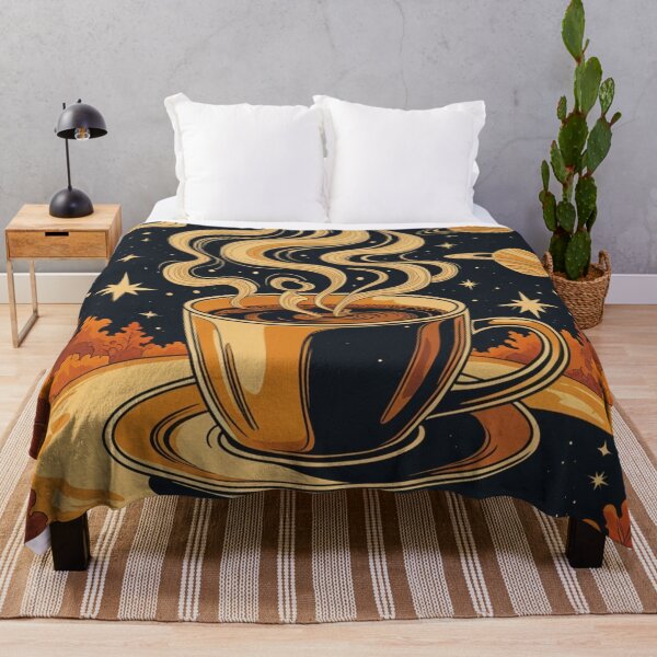 Item preview, Coffee and Stars - Retro Celestial Coffee Cup Print designed and sold by NeuralAuraArts.
