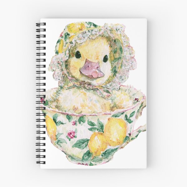 Item preview, Cute Lemon Duckling in Vintage Floral Teacup designed and sold by bubulaladesigns.