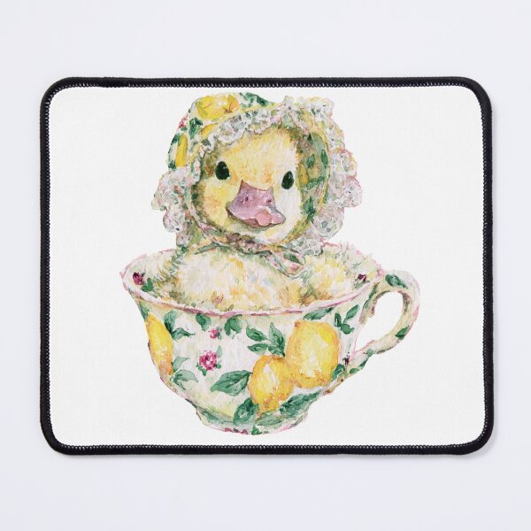 Item preview, Cute Lemon Duckling in Vintage Floral Teacup designed and sold by bubulaladesigns.