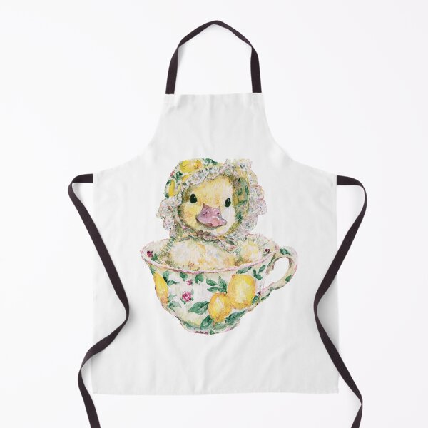 Item preview, Cute Lemon Duckling in Vintage Floral Teacup designed and sold by bubulaladesigns.