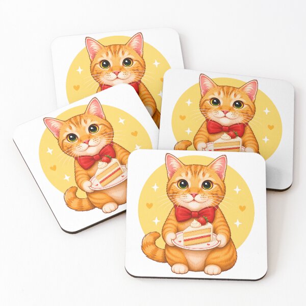 Item preview, Cute ginger kitten holding a slice of cake designed and sold by KLflorals.