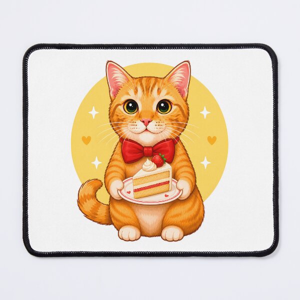 Item preview, Cute ginger kitten holding a slice of cake designed and sold by KLflorals.