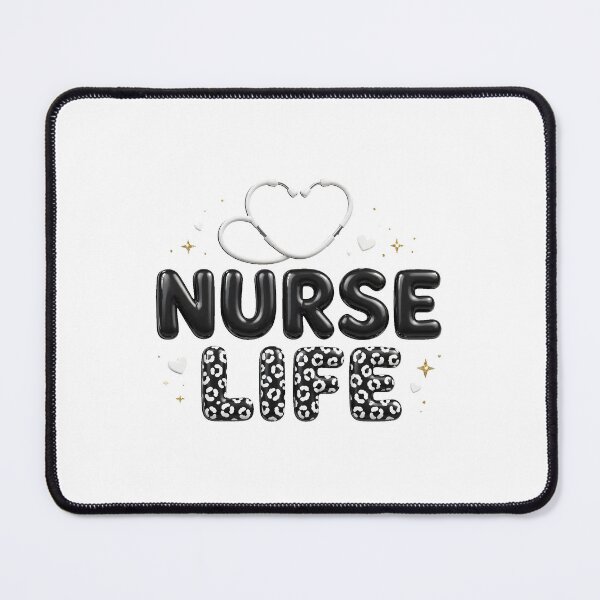 Item preview, Black Puffy Nurse Life Leopard Stethoscope Heart Gold - 3D RN designed and sold by Petringo.