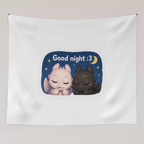 Item preview, Cute Sleeping Baby Dragons Sticker – Good Night Kawaii Dragon Duo designed and sold by nouhaZN.