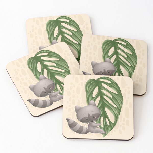 Item preview, Raccoon Holding Monstera Adasonii Laniata Leaf designed and sold by Khotekmei.