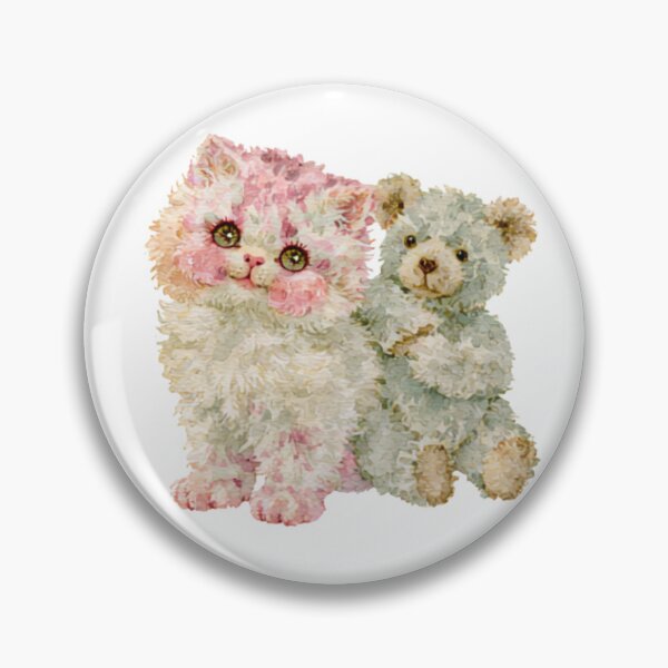Item preview, Cute Fluffy Kitten Hugging a Teddy Bear designed and sold by bubulaladesigns.