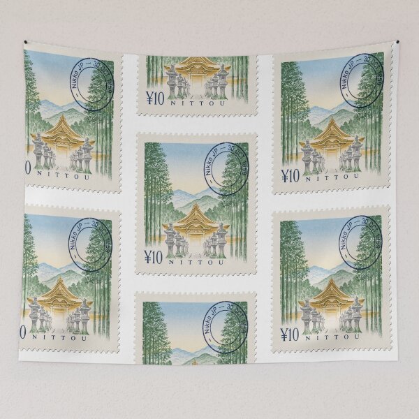 Item preview, Nikko Japan Toshogu Shrine Forest Skyline Stamp Sticker designed and sold by stickercuffs.