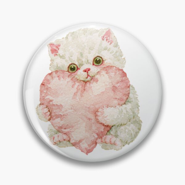 Item preview, Cute Fluffy Kitten Hugging a Pink Heart designed and sold by bubulaladesigns.