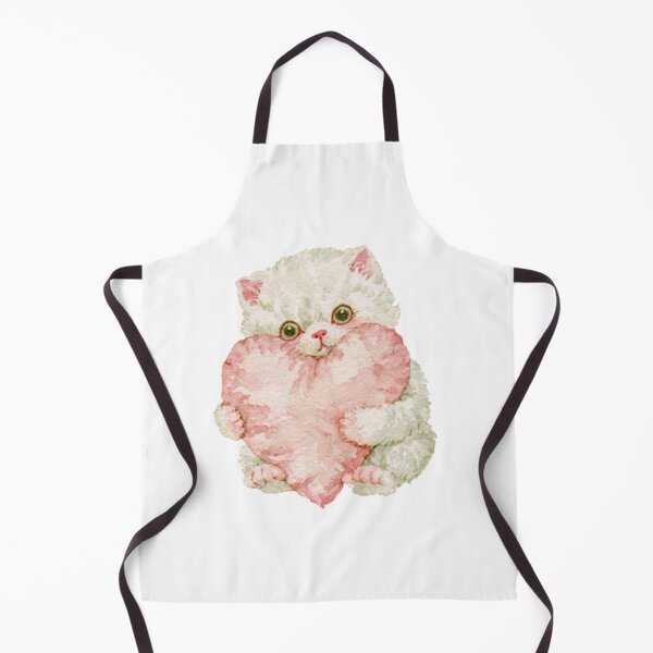 Item preview, Cute Fluffy Kitten Hugging a Pink Heart designed and sold by bubulaladesigns.