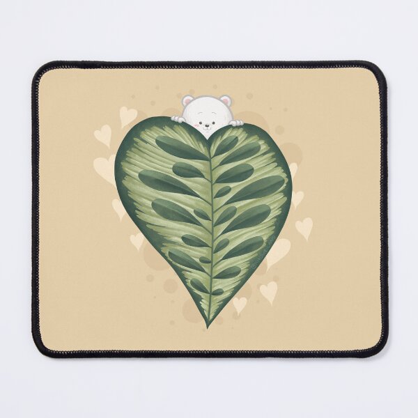 Item preview, Bear Peeking up Behind Calathea Makoyama Leaf designed and sold by Khotekmei.
