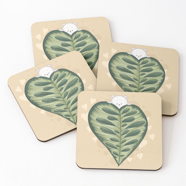 Item preview, Bear Peeking up Behind Calathea Makoyama Leaf designed and sold by Khotekmei.
