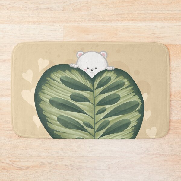 Item preview, Bear Peeking up Behind Calathea Makoyama Leaf designed and sold by Khotekmei.