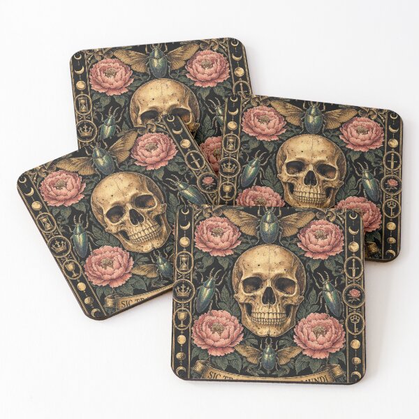 Item preview, Dark Cottagecore Skull with Lilies and Luna Moths designed and sold by BloopyWorks.
