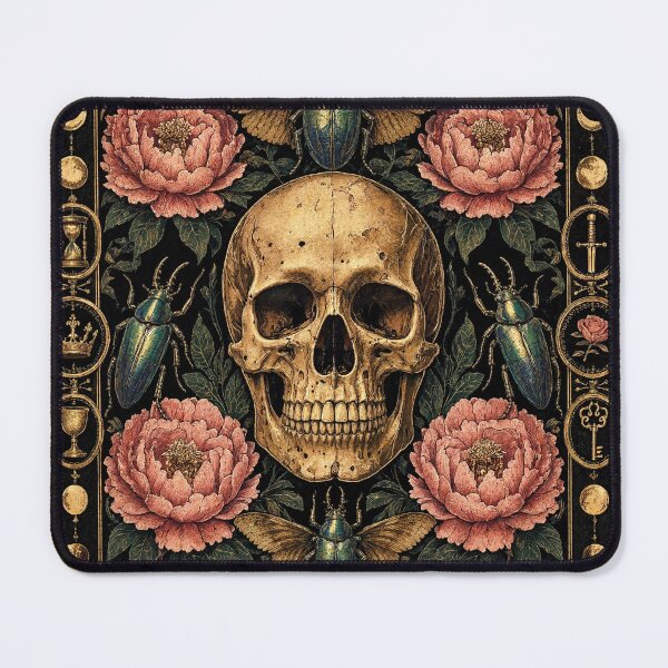 Item preview, Dark Cottagecore Skull with Lilies and Luna Moths designed and sold by BloopyWorks.