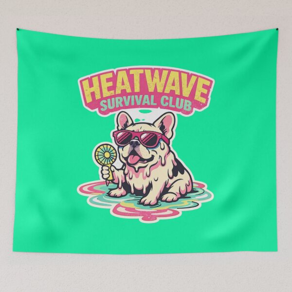 Item preview, Heatwave Survival Club – Funny Retro French Bulldog Badge designed and sold by Timeless Junction.