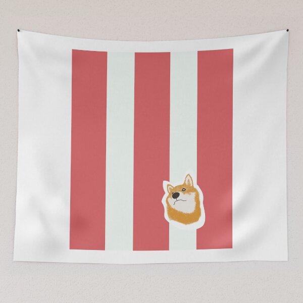 Item preview, Thick stripe (red, white) with Shiba Inu designed and sold by ShibaCruise-On.