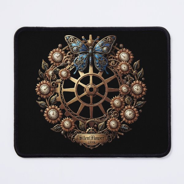 Item preview, Steampunk Clockwork Gear with Sunflower Garland and Blue Butterfly designed and sold by SilentFlower.