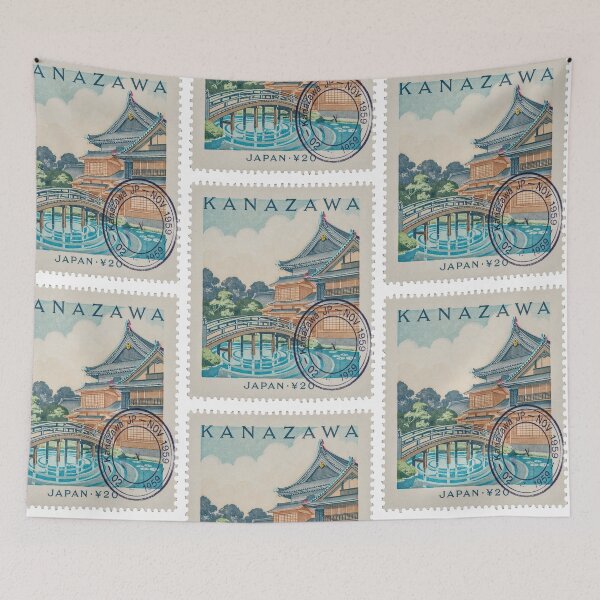 Item preview, Kanazawa Japan Garden Teahouse Castle Stamp Sticker designed and sold by stickercuffs.