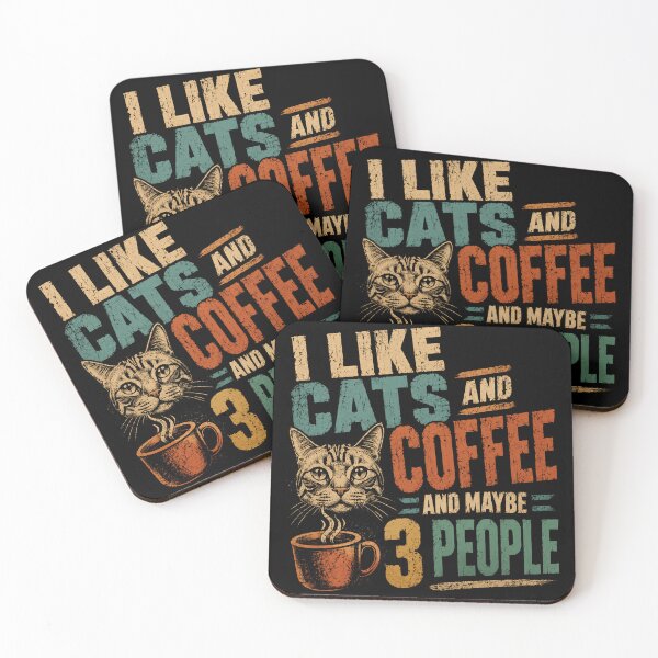 Item preview, I Like Cats And Coffee And Maybe 3 People Feline Owner Caffeine Drinker Introvert Humor designed and sold by SkeletonsDanger.