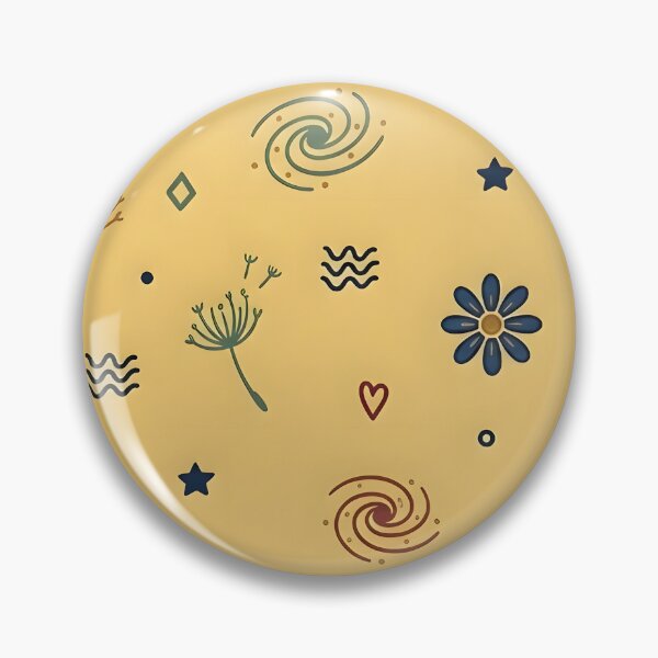 Item preview, Retro Boho Celestial Pattern Sticker | Mustard Yellow Galaxy & Flower Decal | Mystical Wildflower Vinyl Sticker | Cute Celestial Doodle Decal designed and sold by SergioMiklos.