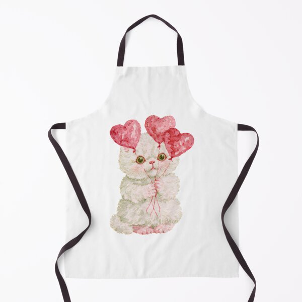 Item preview, Cute White Kitten Holding Heart Balloons designed and sold by bubulaladesigns.