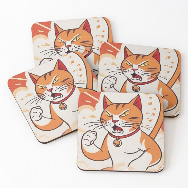 Item preview, Art - Stylized Aggressive Feline, Expressive Manga Portrait designed and sold by World-Pets.