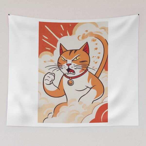 Item preview, Art - Stylized Aggressive Feline, Expressive Manga Portrait designed and sold by World-Pets.