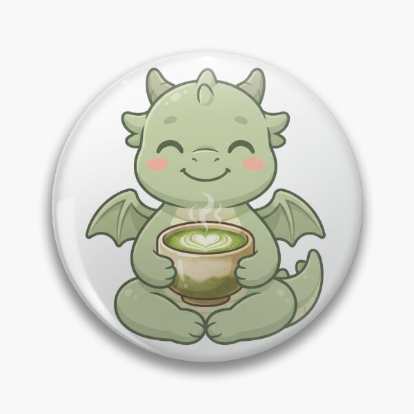 Item preview, Cute Baby Dragon Drinking Matcha designed and sold by StoneByTheMoon.