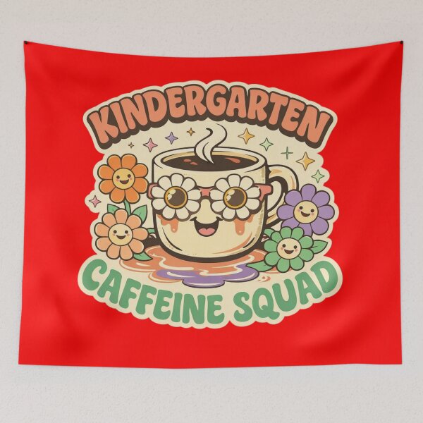 Item preview, Kindergarten Caffeine Squad – Cute Retro Coffee Teacher Badge   designed and sold by Timeless Junction.