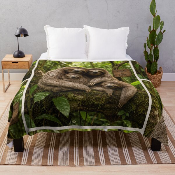 Item preview, Adorable Sloth Family Home Is Love Jungle Animals designed and sold by BagFactoryUK.
