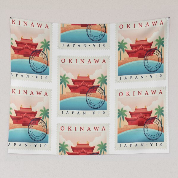 Item preview, Okinawa Japan Shuri Castle Turquoise Coast Stamp Sticker designed and sold by stickercuffs.