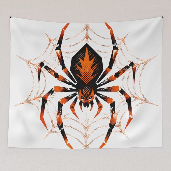 Item preview, Spooky Orange Halftone Spider Web Art designed and sold by xMErCUrY03x.