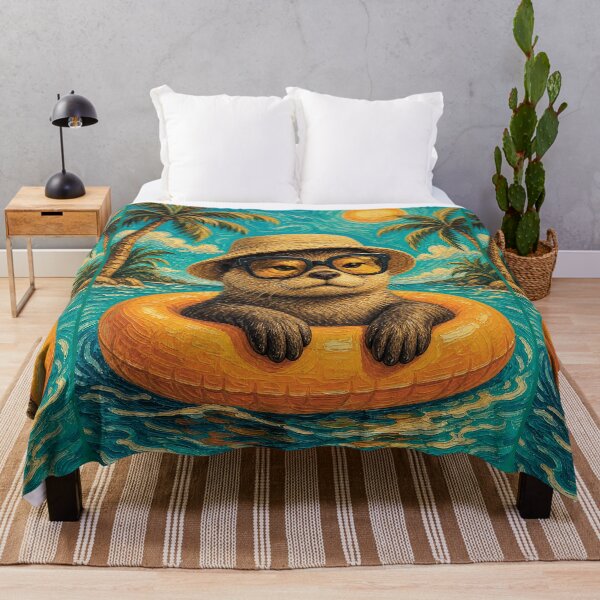 Item preview, Cute Otter Summer Float | Summer Sunshine Animal Artwork designed and sold by merchxwear.
