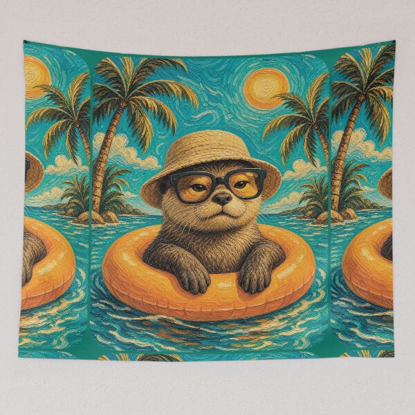 Item preview, Cute Otter Summer Float | Summer Sunshine Animal Artwork designed and sold by merchxwear.