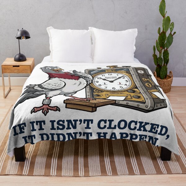 Item preview, If It Isn't Clocked It Didn't Happen - Funny Racing Pigeon Clock Illustration designed and sold by Sekla-Studio.