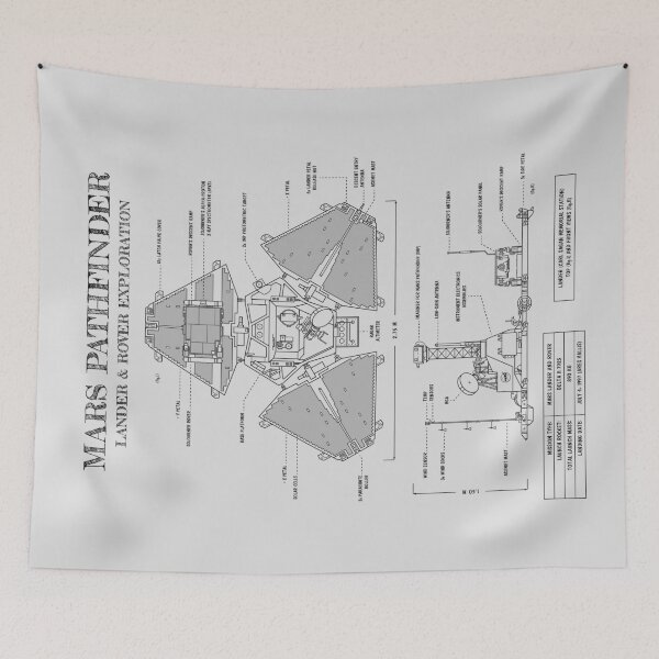 Item preview, Mars Pathfinder Lander and Sojourner Rover (White Stencil - No Background. Vertical) designed and sold by BGALAXY.