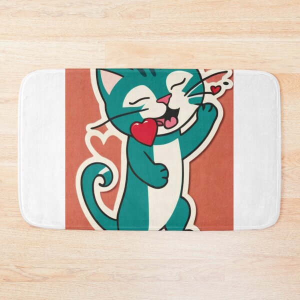 Item preview, Art - Stylized Cat and Red Heart, Symbolism of Love and Positivity designed and sold by World-Pets.