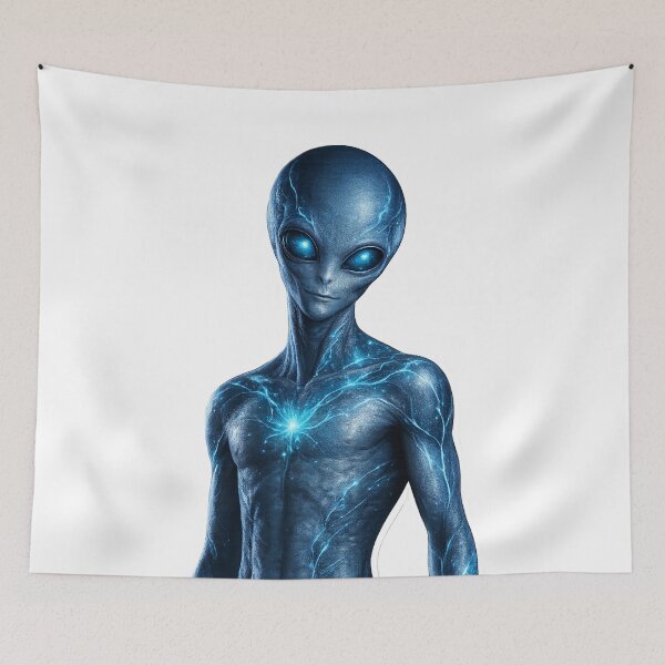 Item preview, Blue Bioluminescent Alien Portrait designed and sold by Ruamid.