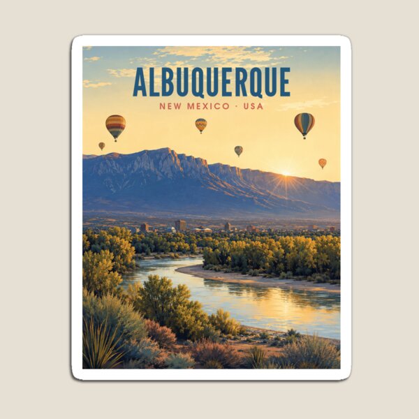 Item preview, Albuquerque, New Mexico – Sandia Mountains Retro Travel Poster designed and sold by PopChaosStudio.