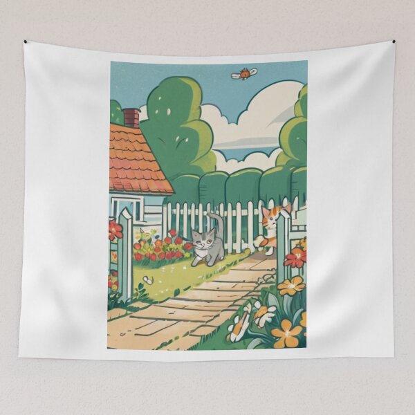 Item preview, Art - Stylized Cat, Vibrant Landscape in Countryside designed and sold by World-Pets.