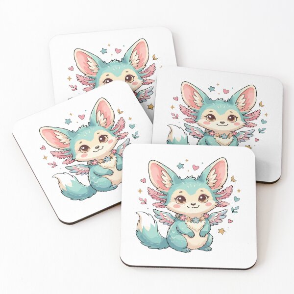 Item preview, Cute Magical Axolotl Fox with Flower Necklace designed and sold by lcuiy.