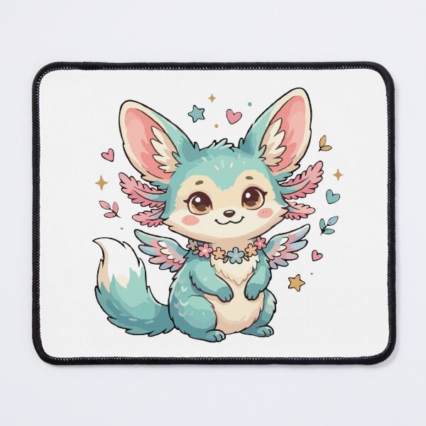 Item preview, Cute Magical Axolotl Fox with Flower Necklace designed and sold by lcuiy.