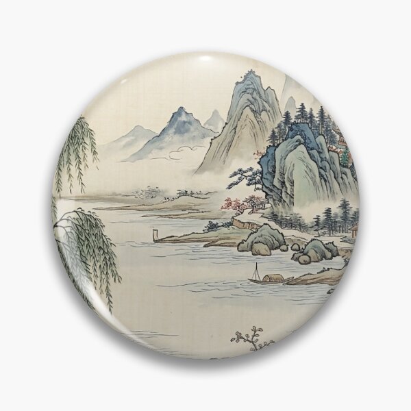 Item preview, Vintage Chinoiserie Mountain & River Flow through designed and sold by PixDezines.