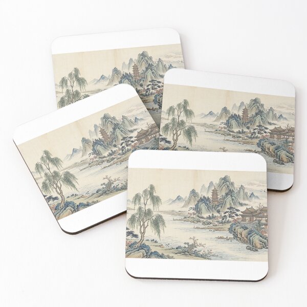 Item preview, Vintage Chinoiserie Mountain & River Flow through designed and sold by PixDezines.